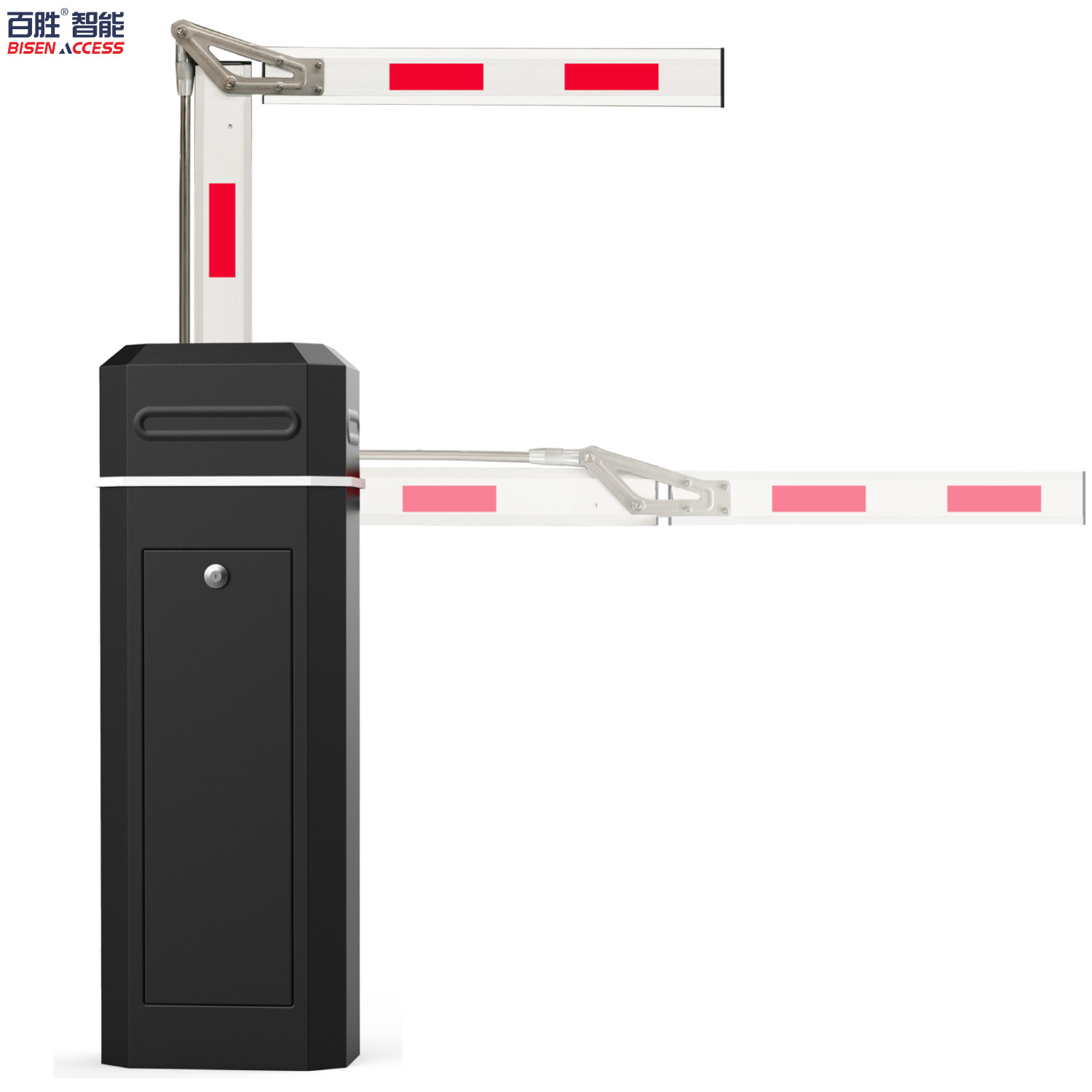 曲臂道闸 百胜90度180度曲臂杆道闸 5米3-6S智能遥控快速起落杆