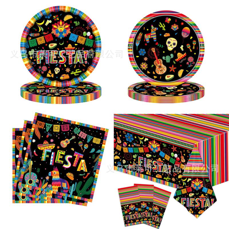 New Mexican Carnival Festival Party Tableware Disposable Party Tablecloth Tableware Paper Plate Tissue Set New Mexican Carnival Festival Party Tableware Disposable Party Tablecloth Tableware Paper Plate Tissue Set