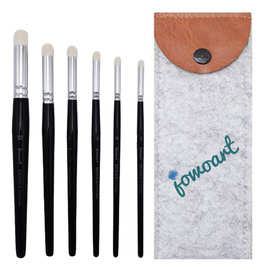 6支羊毛干画笔套装圆头尼龙油画水粉彩绘模具手办陶瓷模型画材用