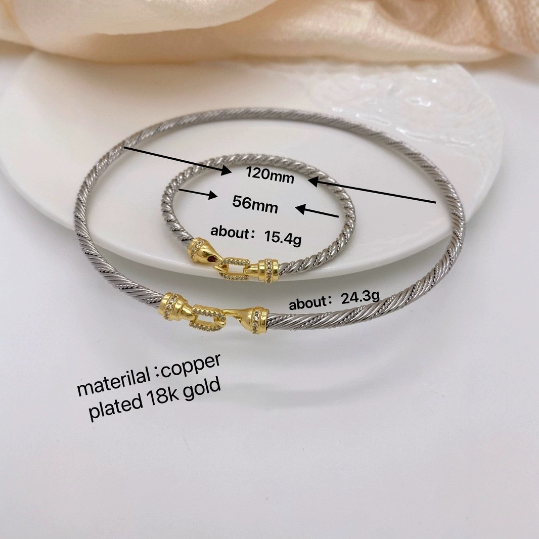 25g Weight 18K Gold Plated Plating Material Zircon Inlay Material Bracelets, Necklace Classification 1 Piece Quantity Daily Occasion Copper Material Geometric Pattern All Seasons Season Unisex Gender Mixed Metal, Inlay Design Simple Style Style Wholesale Jewelry Simple Style Geometric Copper Zircon 18K Gold Plated Mixed Metal Inlay Bracelets Necklace 3