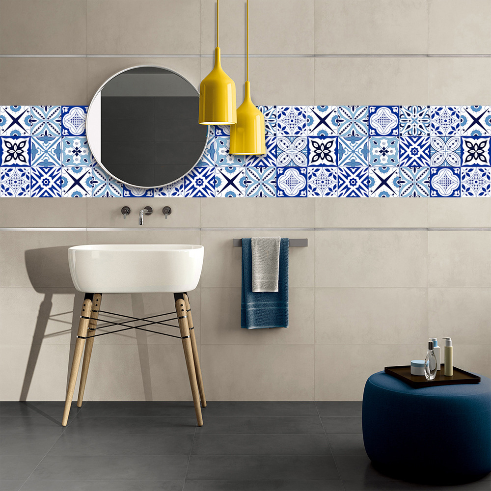 Estilo europeo simulación azulejo pegatinas hogar renovación cocina gabinete decoración autoadhesiva extraíble pegatinas de pared MZ-2-211