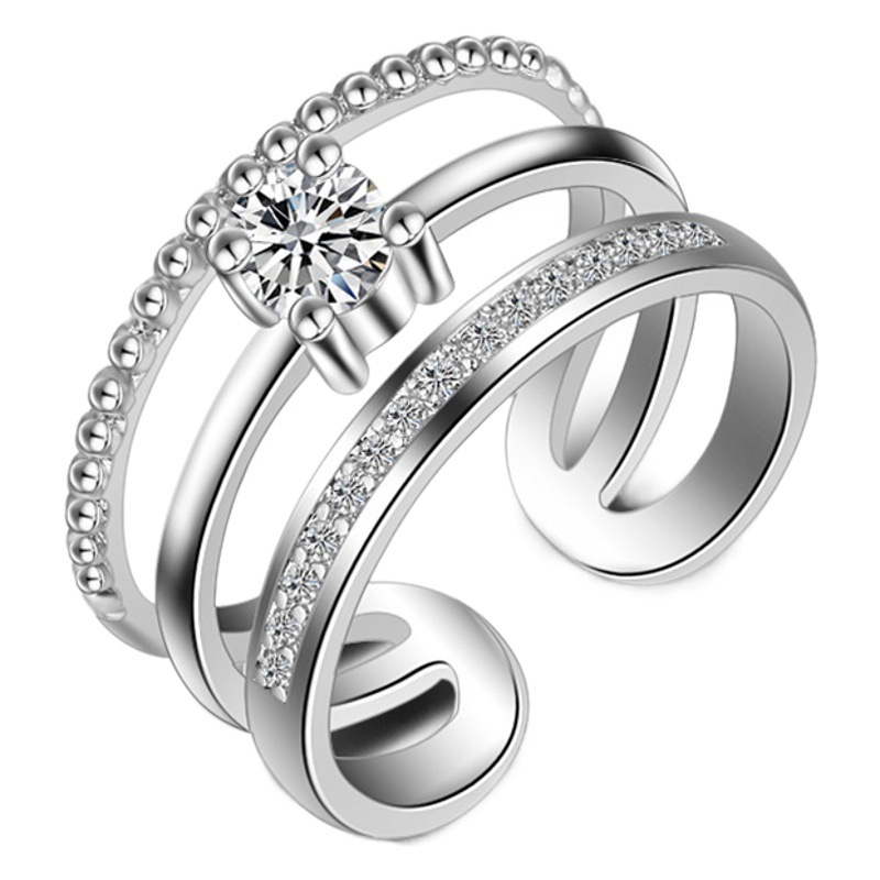 South Korea new diamond three-layer opening ring women's multi-layer ring jewelry manufacturers wholesale ring copper Korean Korean style