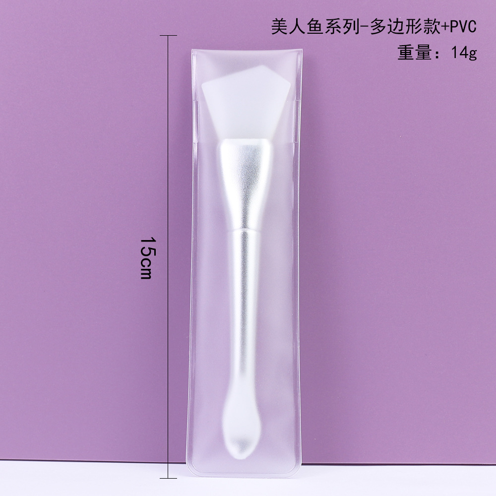 Cepillo de máscara de silicona poligonal de cola de pez de plata todo en uno paquete de PVC