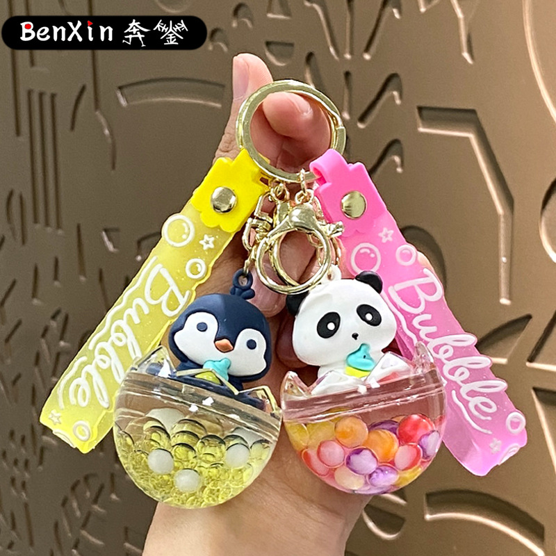 Acrílico en aceite, botella de arena, llavero de animales pequeños, accesorios de bolsa, llavero lindo, adornos colgantes, regalos pequeños al por mayor