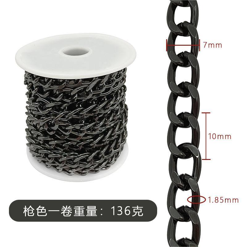 Collar artesanal transfronterizo cadena de aluminio semiacabada de 5 metros con accesorios de joyería de bricolaje en rollo Cadena metálica decorativa de equipaje