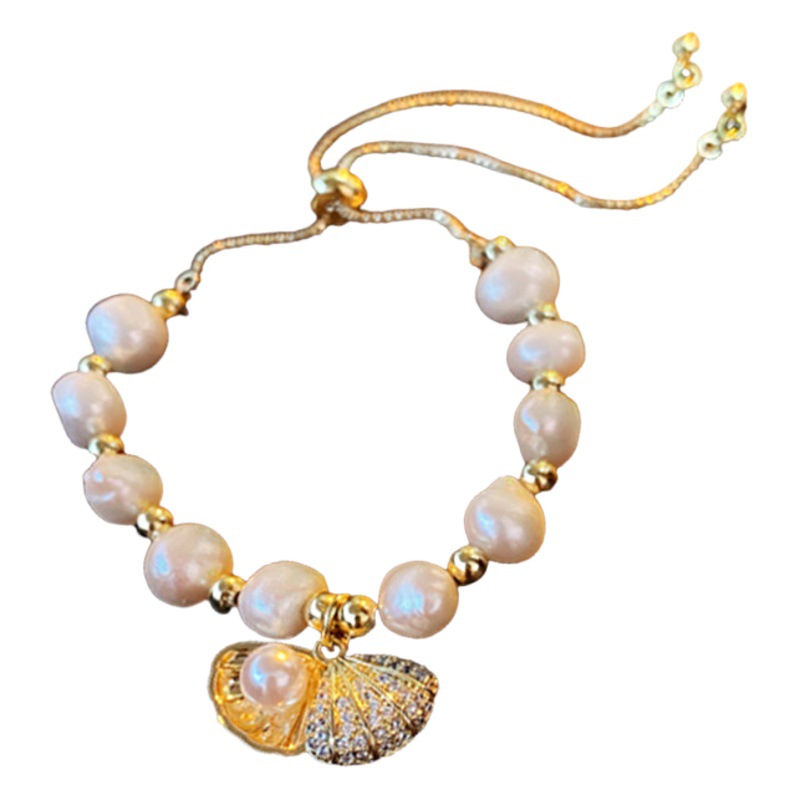 Pulsera de perlas de agua dulce para mujer, estilo ligero y lujoso de moda, pulsera elegante, mismo estilo que en Xiaohongshu, fabricante de joyería versátil