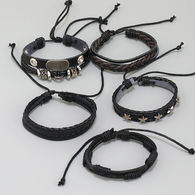 Fashion Geometric Pu Leather Alloy Plastic Plating Unisex Bracelets 1 Set