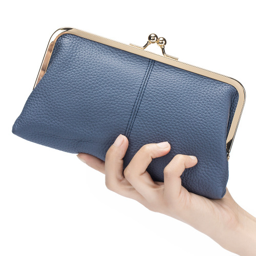 Premium Leather Minimalist Fashion Clutch Bag, Long-Style Handbag, Top-Grain Cowhide Wallet with Gold Hardware, Large-Capacity Organizer