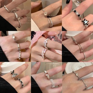 Ins Style Korean Niche Ring, Feminine, Versatile, Simple and Personalized Pair of Rings, High-End Open Index Finger Ring Wholesale