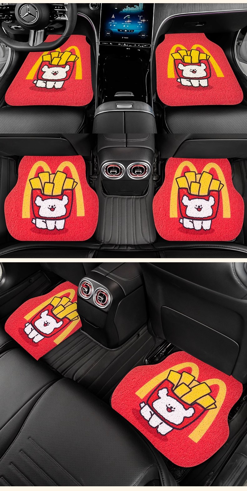 Universal Car Floor Mats, Car Foot Mats, Driver's Wire Ring Car Carpets, Car Foot Mats, Cute Cartoons