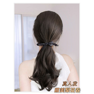 Full Real Person Hair Silk Hair Ponytail Wig Women's High and Low Ponytail Cyber Celebrity Curly Hair Fake Ponytail Natural Fluffy Fake Braid