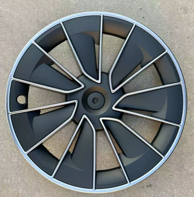 for Tesla ModelY curved speed: Hub cover - old-y-warp-model-19inch-black-and-silver-double-set