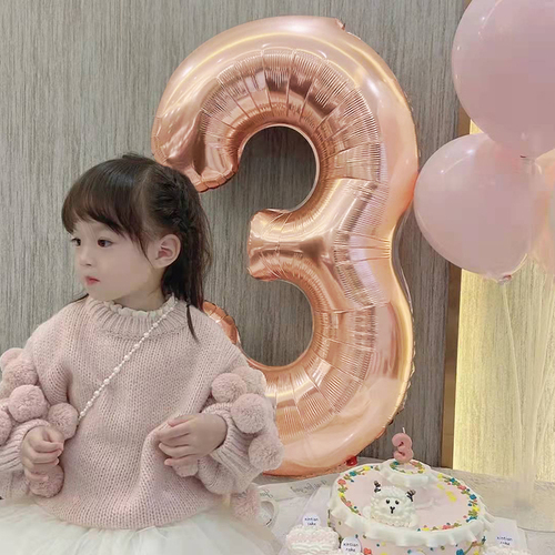 Xiaohongshu Style 32-inch Rose Gold Digital 0-9 Aluminum Film Balloons Birthday Party Decoration Digital Age