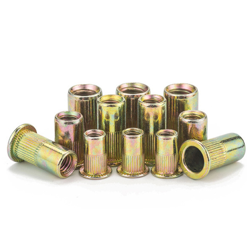 304不锈钢拉铆螺母小沉头铆螺母M3M4M5M6M10镀彩锌平头竖纹铆螺帽