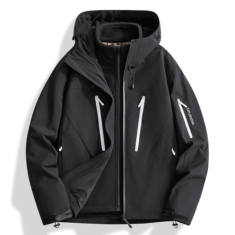 鳥家同型ジャケット、カスタムロゴ刺繍入り、3in1登山服、防風防水、裏起毛ジャケット、男女兼用|undefined