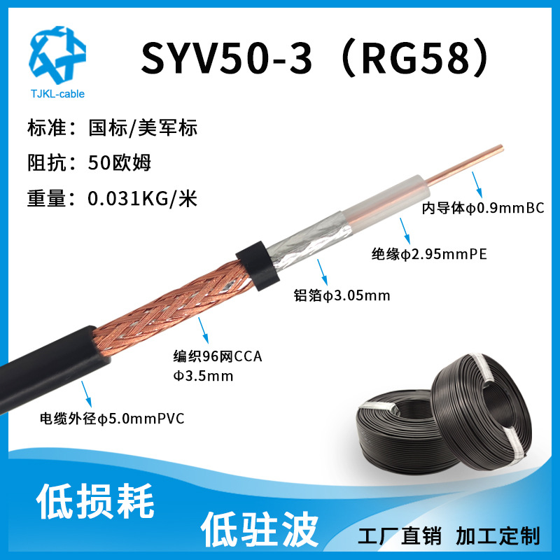 RG58外贸同轴线缆同轴线馈线射频同轴电缆RF cable手机信号馈线