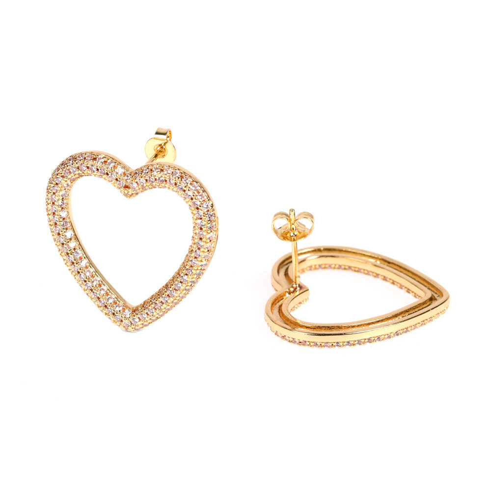 Nihaojewelry Fashion Diamond Heart Shape Geometric Hollow Earrings Wholesale Jewelry display picture 10