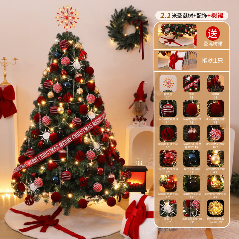 Shengyuan nuevo árbol de Navidad rojo con luces de Navidad hotel interior y exterior decoraciones domésticas grandes