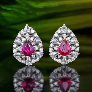 1.9ct18K Gold Mozambique Natural Non-Burned Pigeon Red Ruby Earrings AIGS Authority Certificate Europe and America Hot