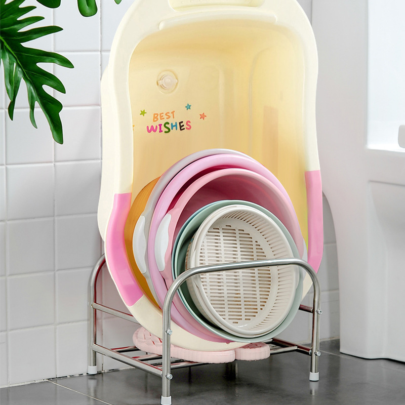 洗面器収納棚ステンレストイレ収納棚トイレ浴室洗面器棚床置き式洗面器棚|undefined