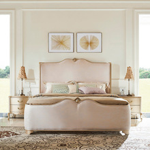 美式轻奢床简欧实木床双人床高端奢华大床主卧雕花法式复古公主床