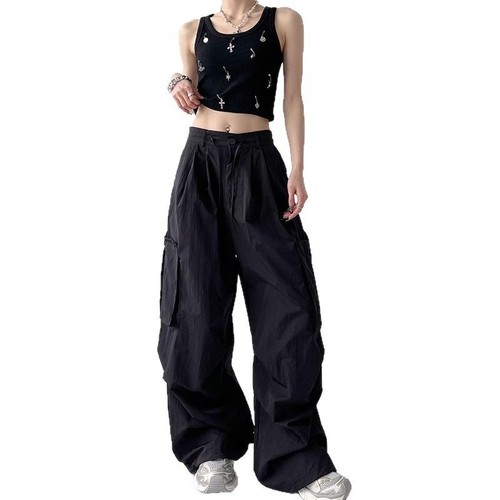 American Retro Fall Parachute Women's 2025 Loose High-Waist Wide-Leg Quick-Dry Work Pants