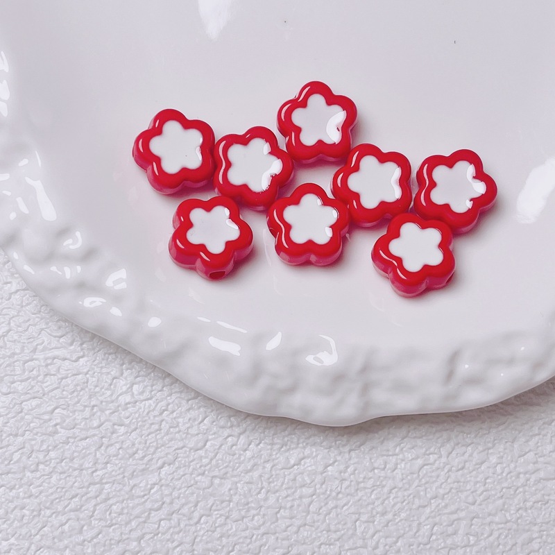 多巴胺亚克力烤漆滴油小花通孔散珠diy串珠材料手机链饰品配件|undefined