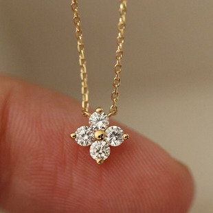 Lucky ~ S925 silver plated 18K gold Clover Small necklace female clavicle chain light luxury niche advanced design sense