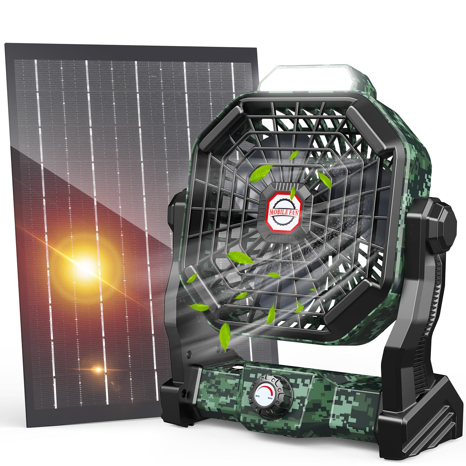 Ventilador Solar para Camping 10400mAh con Panel Solar Recargable