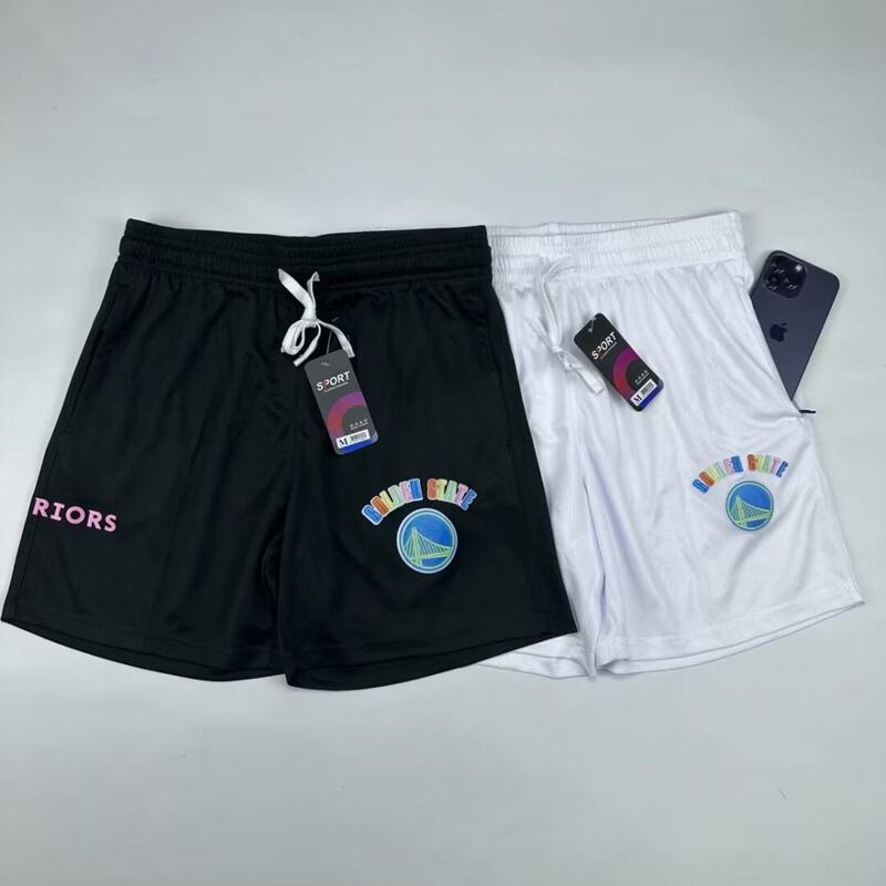 Golden State Warriors basketball shorts for men, mesh, breathable, colorful letter print, casual playing shorts, high-end version