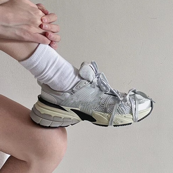 Putian Shoes Pure Original V2KRuntekk3XL Women's Shoes Silver Thick Sole Torre Shoes New Style Retro Men's Shoes