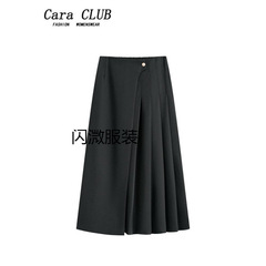 Cara CLUB 大きいサイズ フレンチスカート レディース 春 デブガール ハイウエスト 着痩せ シンプル 万能 Aライン プリーツスカート