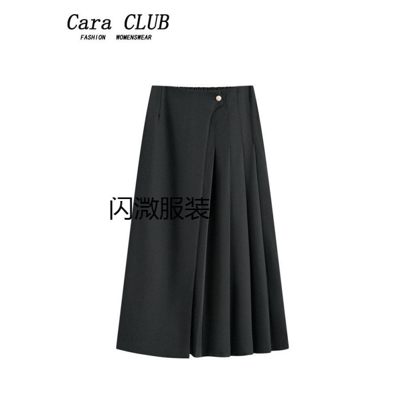 Cara CLUB 大きいサイズ フレンチスカート レディース 春 デブガール ハイウエスト 着痩せ シンプル 万能 Aライン プリーツスカート|undefined