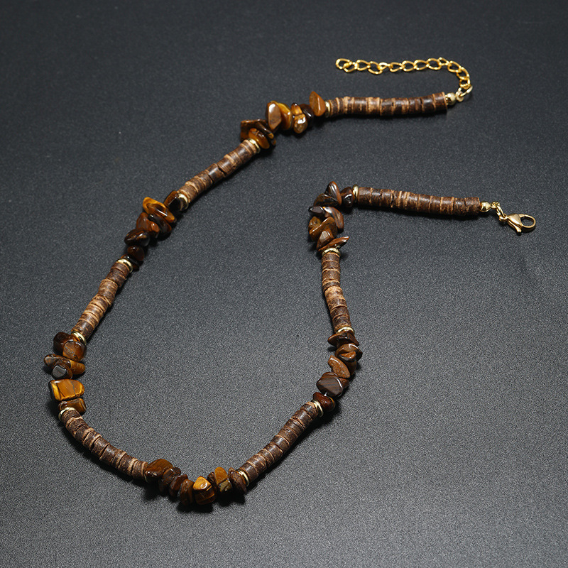 Travel Occasion Bohemian Geometric Coconut Shell Glass Gravel Beaded Men's Necklace
