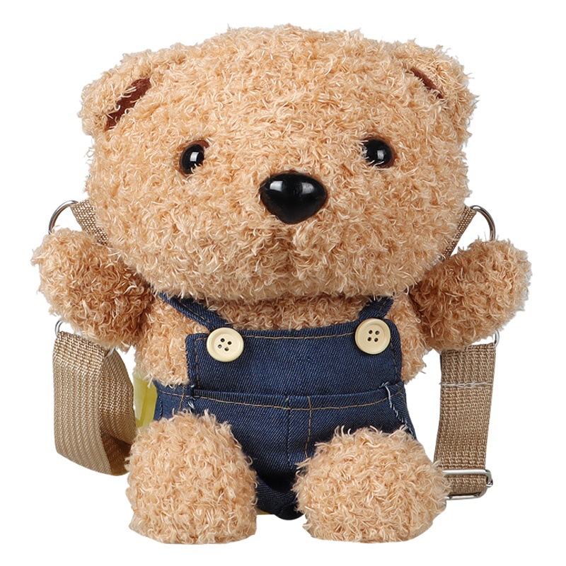 Bolso de peluche pequeño para niños, novedad 2025, bonito muñeco de oso de dibujos animados, monedero para teléfono móvil, bolso de hombro cruzado.