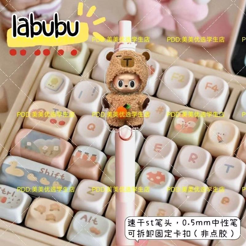 Labubu ラブブ プレスペン 速乾性 0.5mm ローズゴールド ゲルペン 学生試験問題に必要な黒ペン|undefined