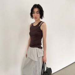 愛とナンシー十三行2025夏の韓系修身純綿の通気性は副乳のキャミソールの女性22334を遮ります。