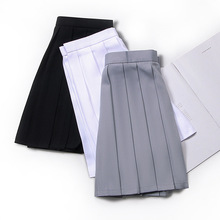 现货日系学院风百褶裙 JK制服裙学生高腰裙 马卡龙纯色裙
