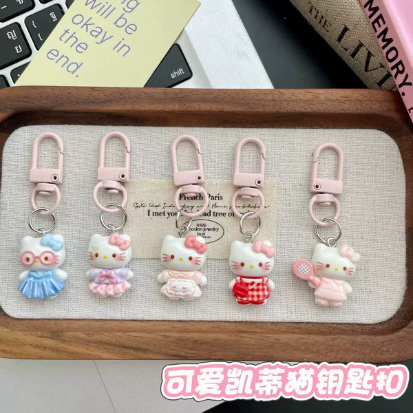 Cute dress cat keychain cartoon girl sweet pendant couple best friend accessory gift present