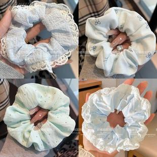 Sea Salt Cheese Blue Gentle Bow Scrunchie Japanese and Korean Ins New Sweet Fairy Temperament Fresh Hair Tie