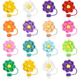 Flower Straw Cap Decorative Accessories 10mm Cute Soft Rubber Straw Cap Dustproof Straw Plug