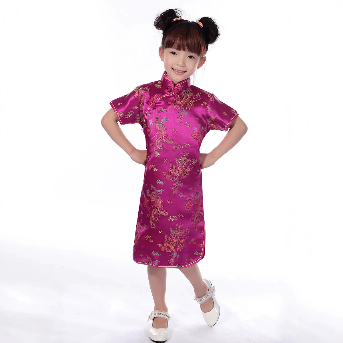 Летний Детский костюм Cheongsam 2000 для девочек, платье принцессы Тан в этническом стиле, костюм Гучжэн для маленьких девочек, больших мальчиков