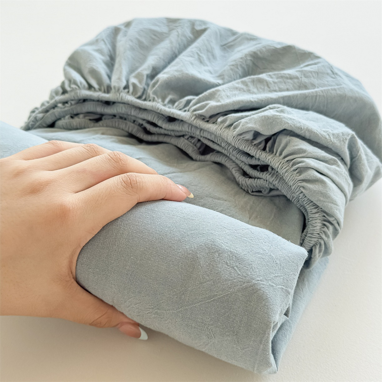100% de algodón teñido de algodón lavado con agua una sola cama de tres piezas con estera protectora, cubierta de cubierta sucia para estudiantes