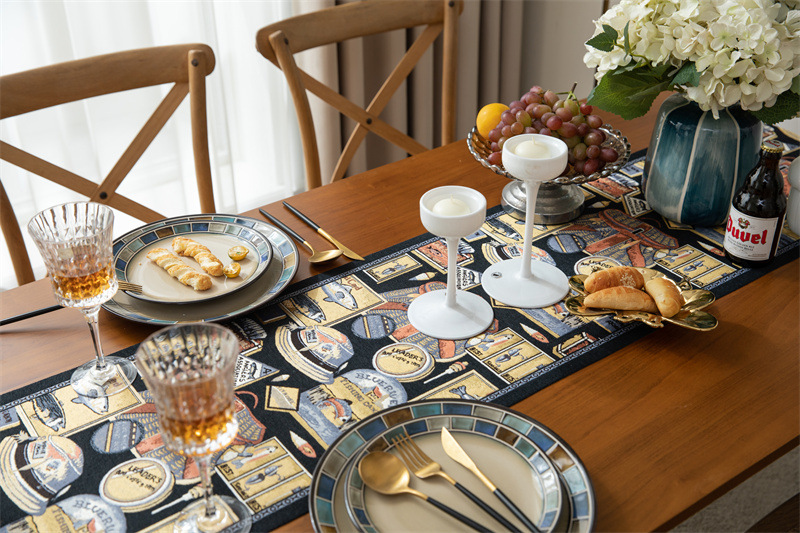 American Retro Jacquard Table Runner With Tassels Ethnic Style_voghion.com