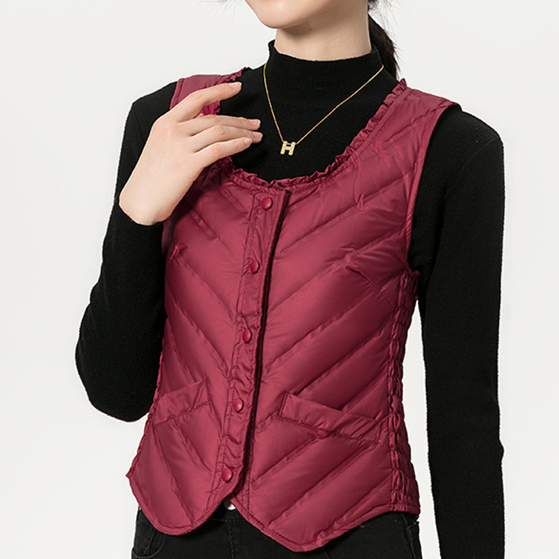 Year of birth red down women's vest warm inside and outside wear mother's lightweight down vest spring and autumn vest