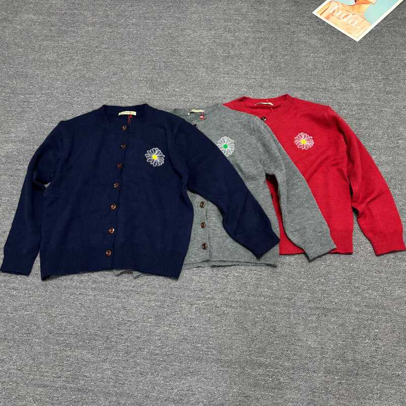 Daisy Embroidered Logo Maldives Madi Knitted Sweater Round Neck Cardigan Men's and Women's Loose Sweater Autumn and Winter Thin Jacket