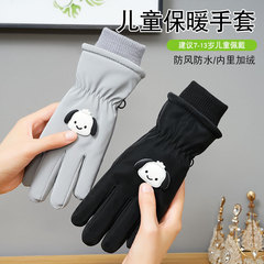 儿童手套男户外滑雪骑车女冬季加绒保暖防滑防水可爱五指骑行手套