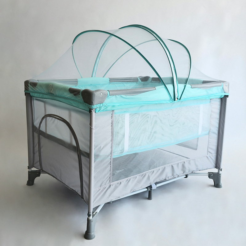Cama multifuncional de juegos para bebés plegable con un solo botón y desmontable con pañales de agujero de juego de mosquiteros