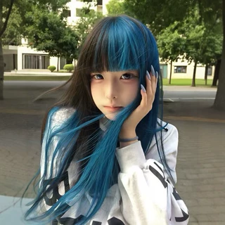 假发女全头套长直发挂耳染双拼漂染漫画刘海全头套自然蓬松假头套