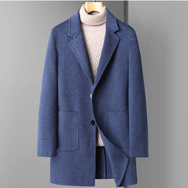 2021冬季新款双面呢大衣男士中长款休闲时尚羊毛呢大衣SWB2108